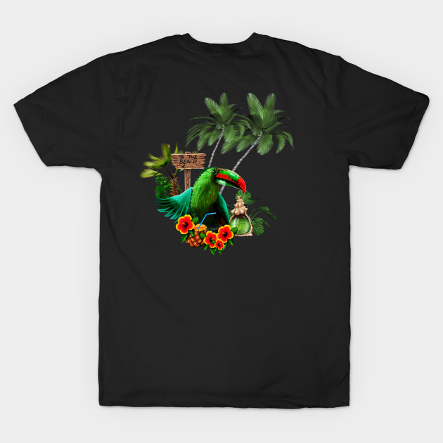 Tropical design with cute toucan with a drink and palm trees by Nicky2342